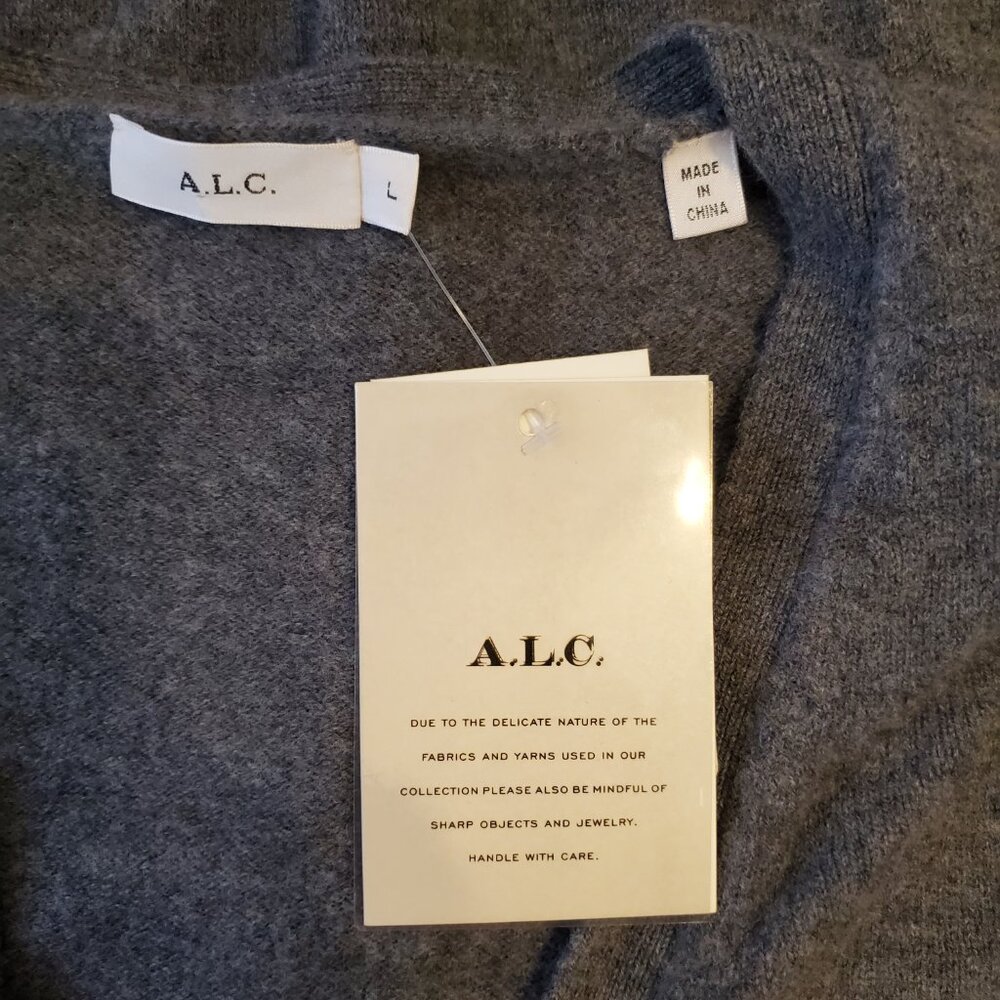 A.L.C. Womens Gym Grey V-neck Angeles Sweater L - Picture 7 of 11